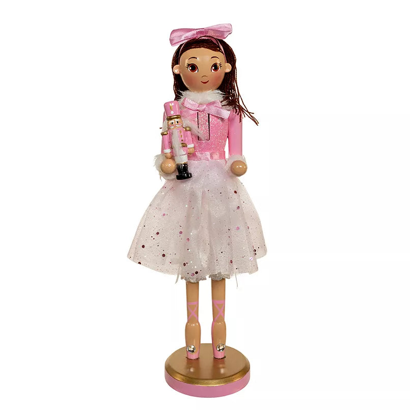 12" Pink Clara with Brunette Hair Ballerina Nutcracker