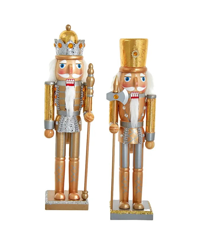 15" Gold and Silver Nutcrackers, Assorted colors