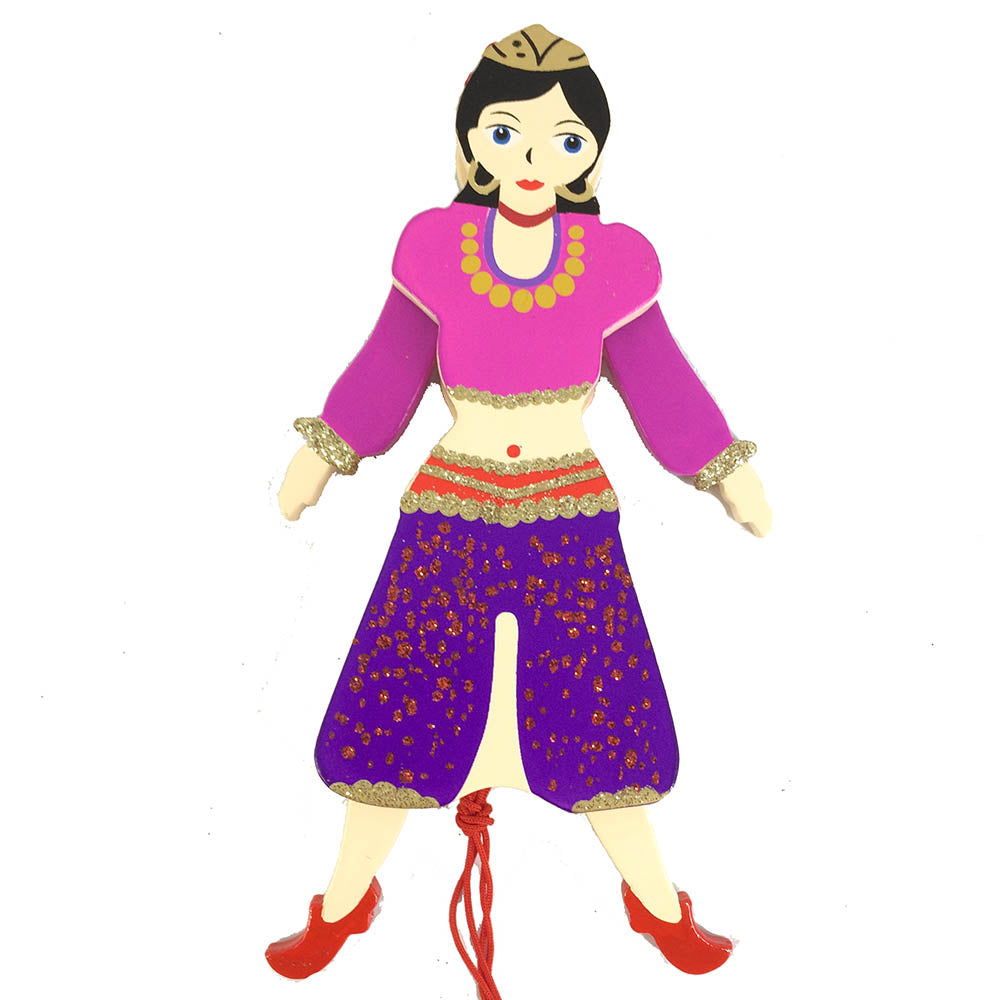 Arabian Dancer Land of Sweets Pull Puppet Ornament 6 inch