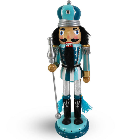 King Nutcracker Two Tone Blue Turquoise with Crown 10 inch