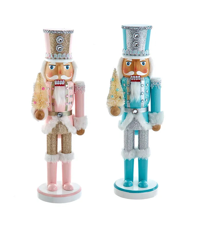 14" Pink & Blue Soldier Nutcrackers, 2 Assorted