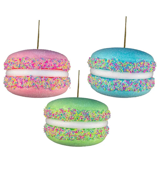Hot Pink, Blue & Green Macaroon Ornaments, Assorted
